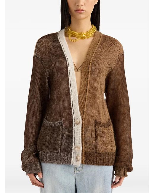 Momoní Brown Cheroke Colour Block Cardigan