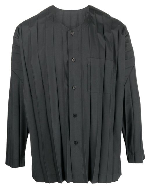 Homme Plissé Issey Miyake Gray Pleated Round-neck Shirt for men