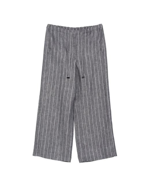 Max Mara Gray Pinstripe Drawstring Trousers