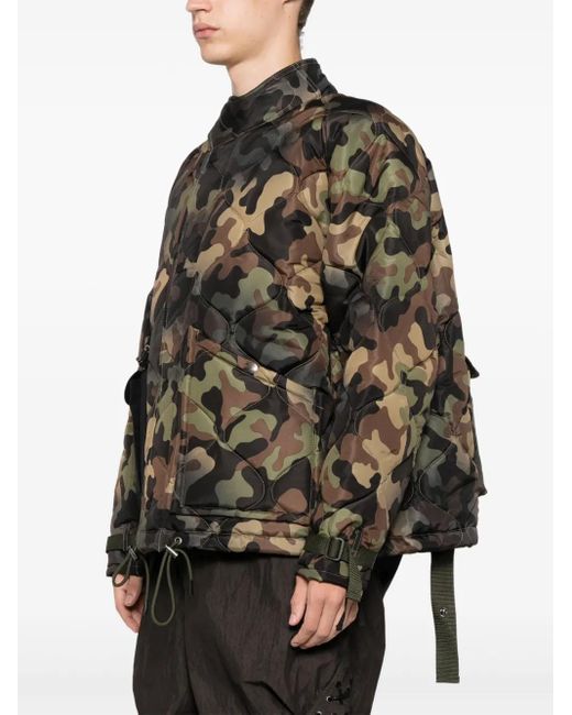 ANDERSSON BELL Black Camouflage Quilted Jacket for men