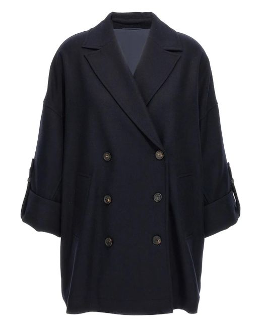 Brunello Cucinelli Jas Met Dubbele Rij Knopen in het Blue