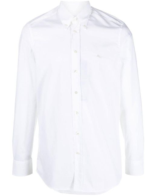 Etro Cotton Embroidered-logo Button-down Shirt in White for Men | Lyst