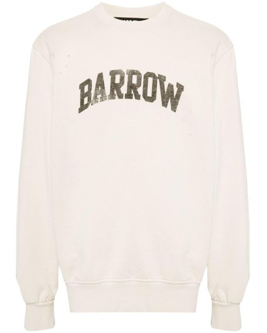 Barrow White Logo-print Cotton Sweatshirt for men