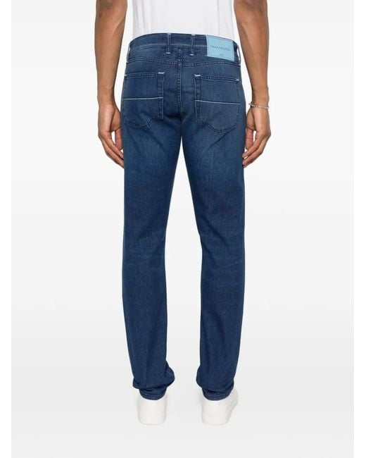 Sartoria Tramarossa Blue Logo-Patch Slim Jeans for men