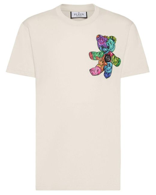 Philipp Plein Natural Graphic-print Cotton T-shirt for men