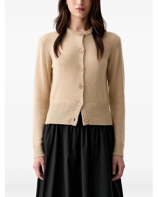 Joop! Natural Buttoned Ribbed-Trim Cardigan