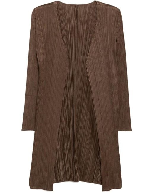 Pleats Please Issey Miyake プリーツ ロングジャケット Brown