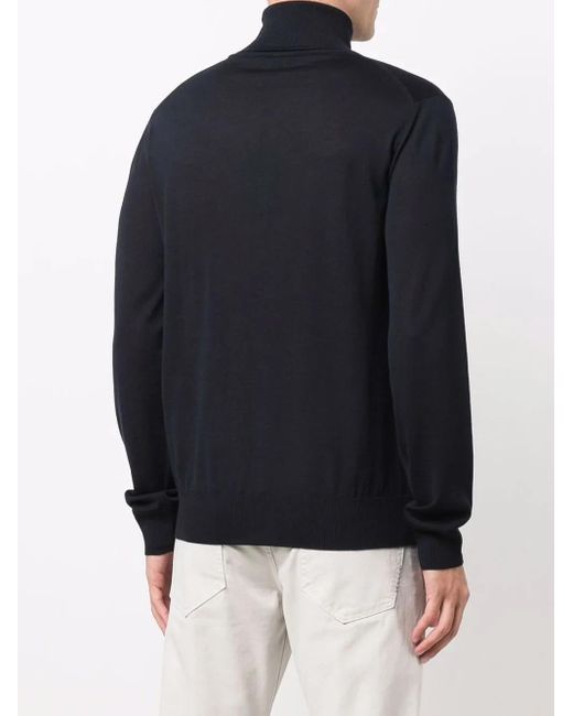 Emporio Armani Blue Wool High Neck Sweater for men