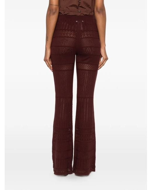 Patrizia Pepe Purple Pointelle-Knit Flared Trousers