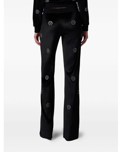 Philipp Plein Black Monogram-Embellished Track Pants