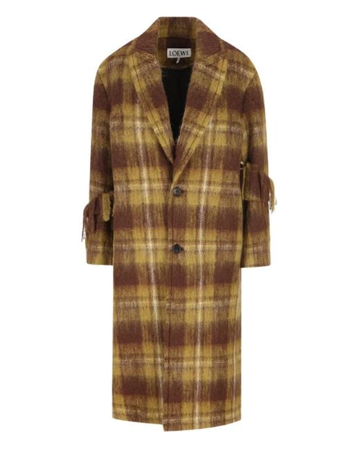 Loewe Karierter Mantel mit Fransen in Braun Lyst DE