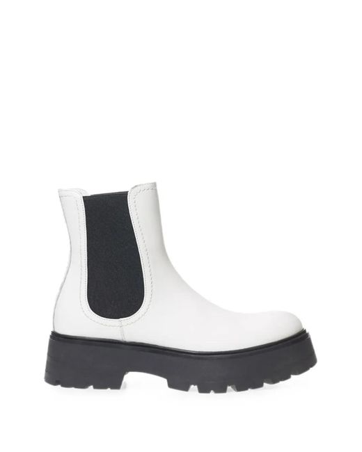 McQueen White Platform Leather Chelsea Boots
