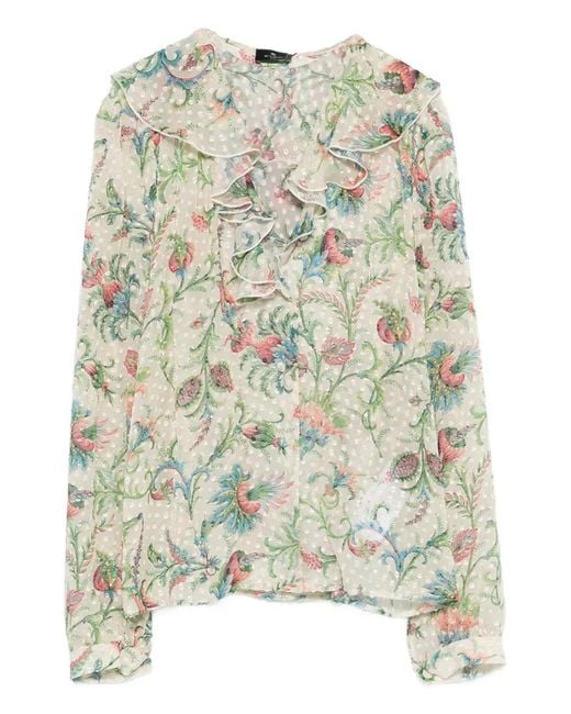 Etro Multicolor Ruffled Floral Top