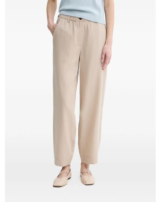Marc O' Polo Natural Elasticated-Waistband Logo-Patch Trousers