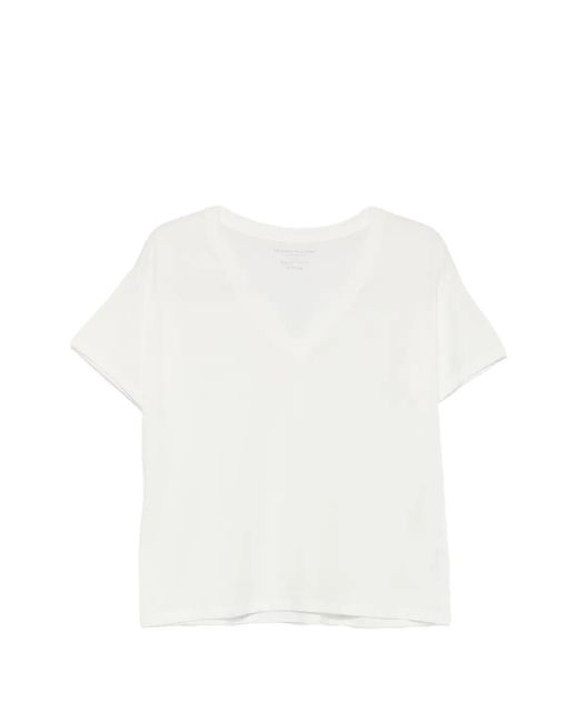 Majestic Filatures White T-Shirt À Col V