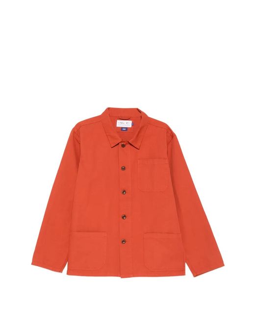 Uskees Red Chest-Pocket Shirt Jacket for men