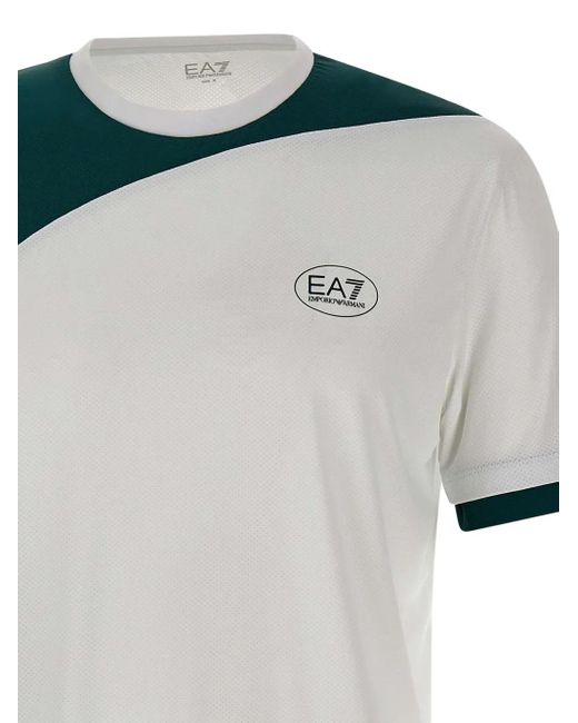 EA7 White Colour-Block T-Shirt for men