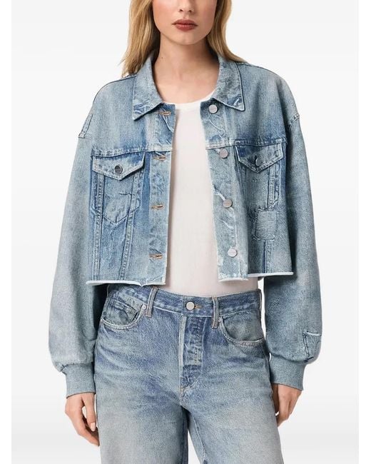AllSaints Blue Anders Terry Illusion Crop Jacket