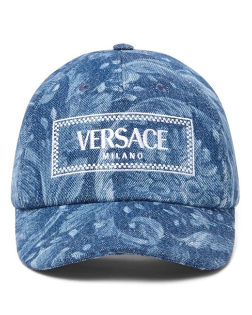 Versace Pet Met Geborduurd Logo in het Blue