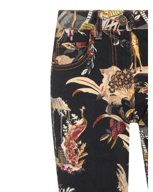 Etro Black Graphic-Print Jeans