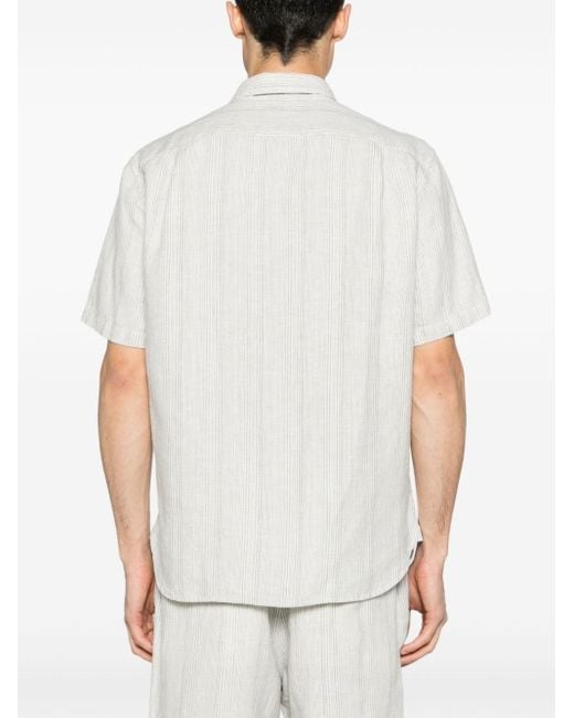 Vince White Striped Hemp Shirt for men