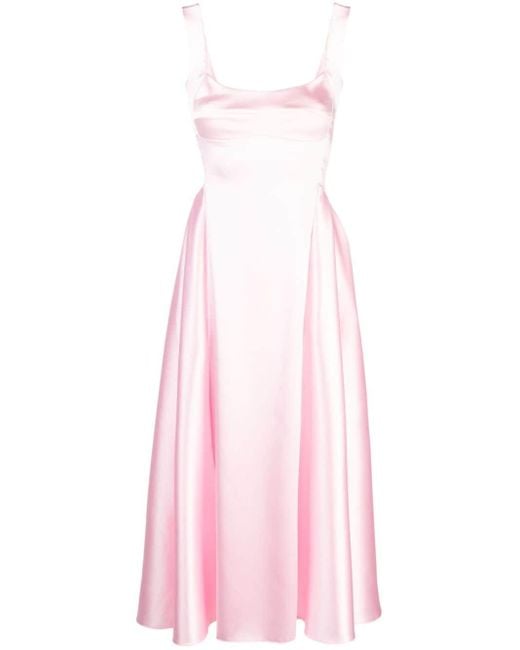 Atu Body Couture Pink Square-neck Satin Maxi Dress