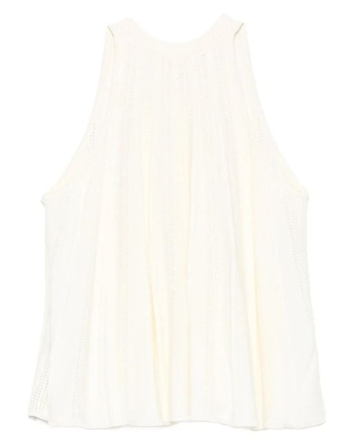 Ba&sh White Serres Pleated Halterneck Top