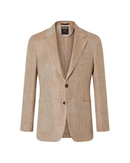 Zegna Natural Patch-Pocket Blazer for men