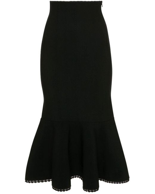 Victoria Beckham Black Vb Body Scallop-trim Flared Skirt
