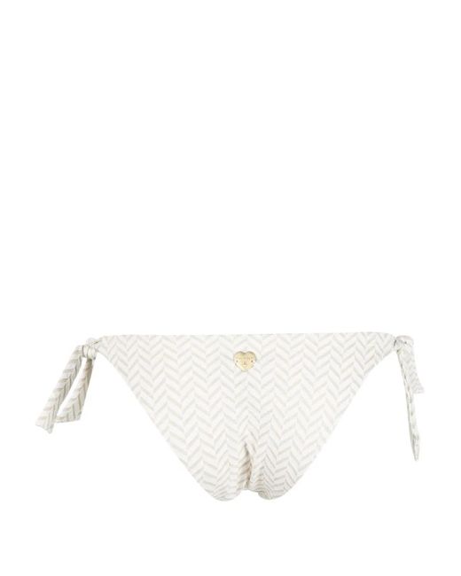 Twinset White Herringbone-Pattern Bikini Bottoms