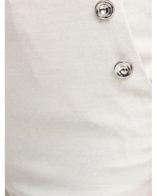 Benetton White Button-Detail Trousers
