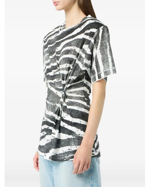 Blumarine Gray Print Metal Detail T-Shirt