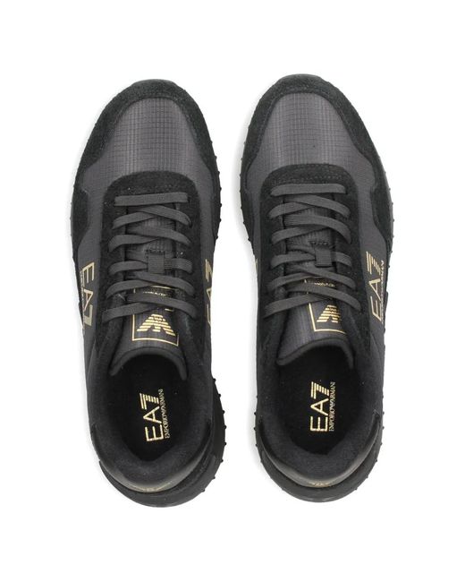 EA7 Black Logo-Detail Sneakers for men