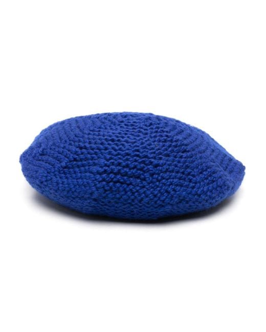 Maison Margiela Blue Chunky-knit Beret Hat for men