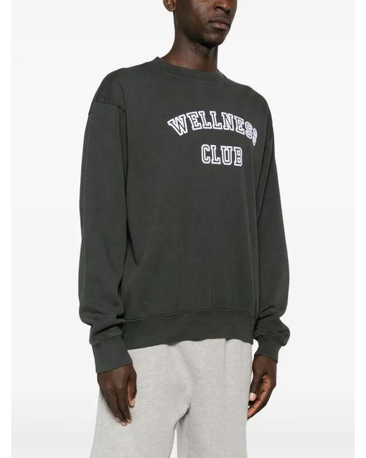 Sporty & Rich Black Wellness Club Cotton Sweatshirt for men
