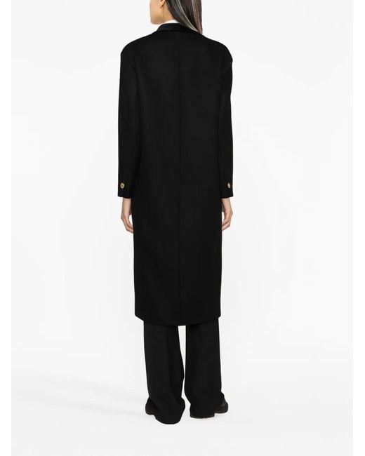Sandro Black Double-Breasted Midi Coat