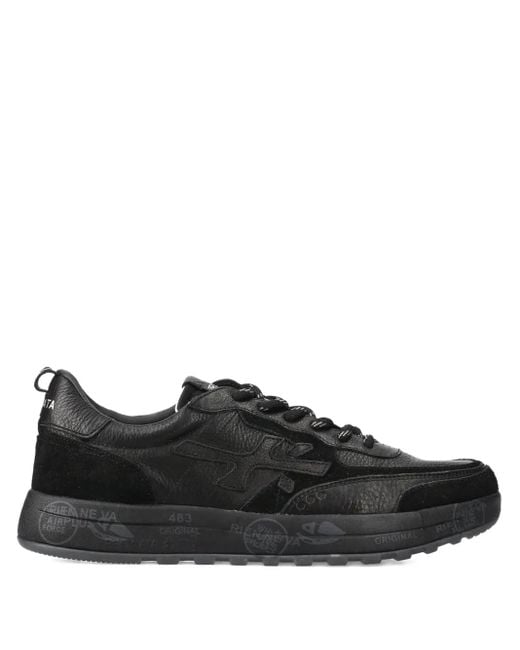 Premiata Black Nous 7732 Lace-Up Suede-Detail Sneakers for men