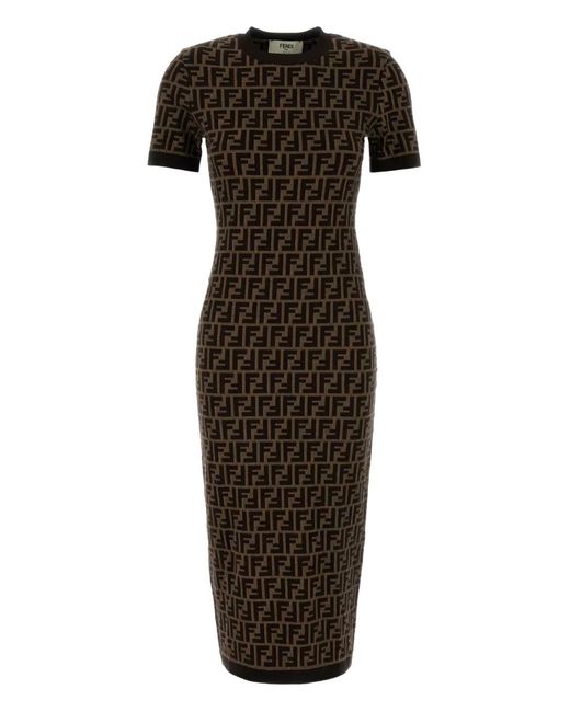 Fendi Black Ff Cotton Dress
