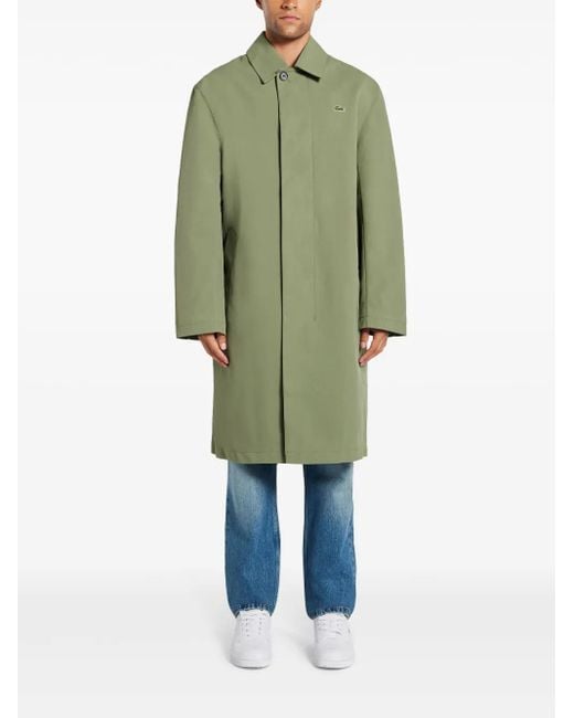 Lacoste Green Water-Repellent Windproof Trench Coat for men