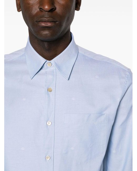 Gucci Blue GG-jacquard Cotton Shirt for men