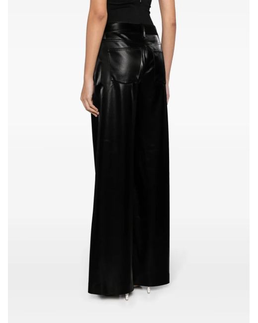 Alice + Olivia Black Trish Hose Aus Faux-Leder