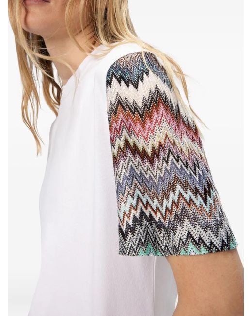 Missoni White Zigzag-Pattern Short-Sleeved T-Shirt