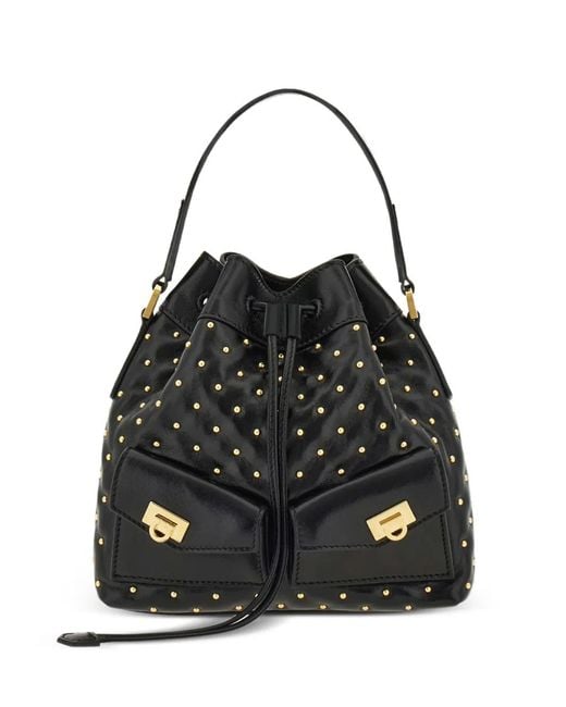 Ferragamo Black Multipocket Bucket Bag