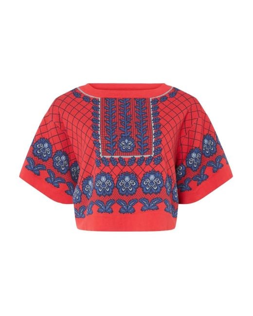 Temperley London グリッドパターン Tシャツ Red