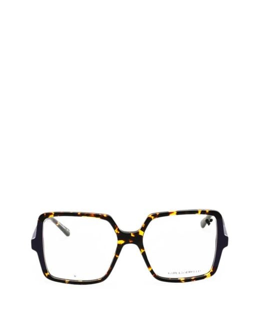 Karl Lagerfeld Black Tortoiseshell-Effect Square-Frame Glasses