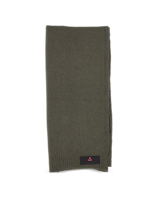 Peuterey Green Adasicribbed Logo-Patch Scarf