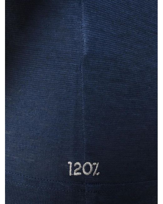 120% Lino Blue Mélange-Effect Crew-Neck T-Shirt for men