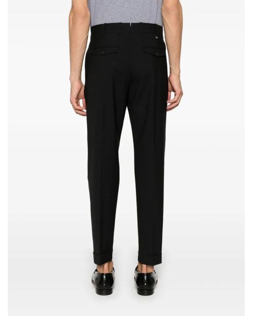 PT Torino Black Belt-Loops Trousers for men