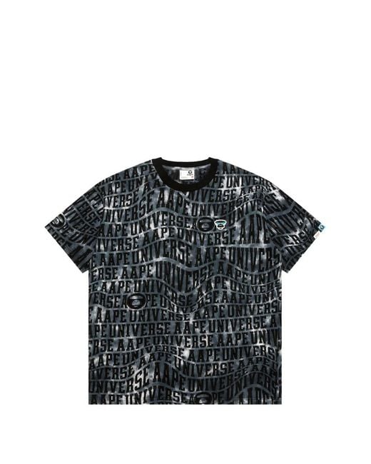 Aape By A Bathing Ape Black Patterned Crewneck T-Shirt for men