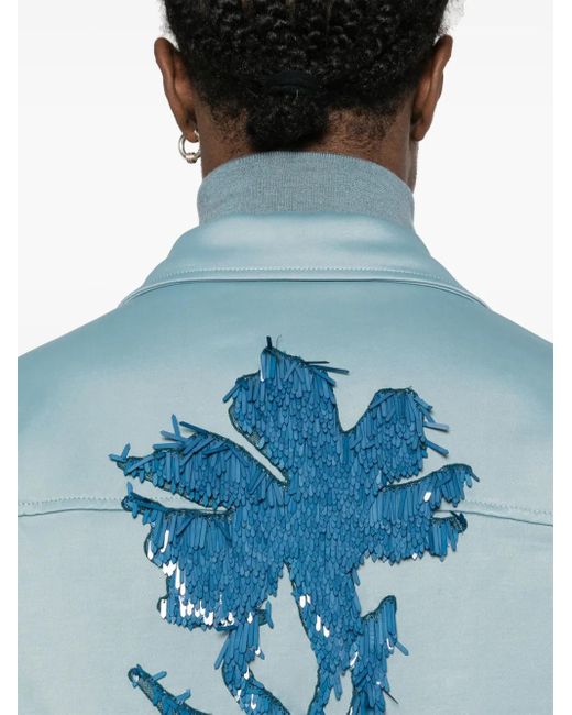 Giacca-Camicia Con Applicazione A Fiori di Lanvin in Blue da Uomo
